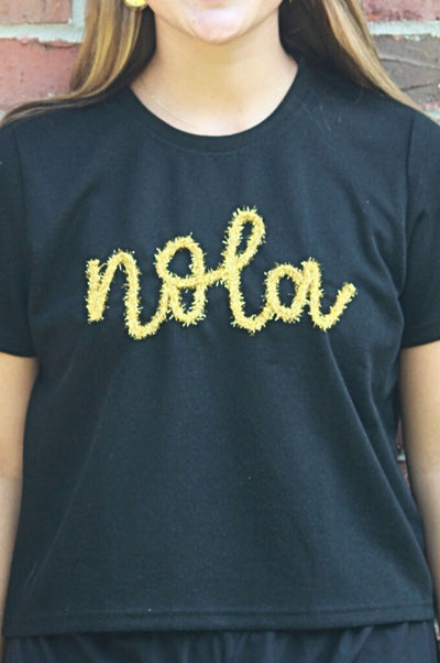 NOLA Tinsel SoSis Signature Boxy Sparkle Tee