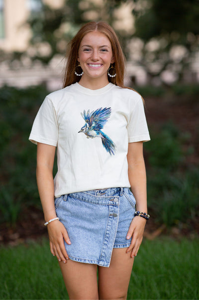 Comfort Colors Watercolor Bluejay Mascot Tee