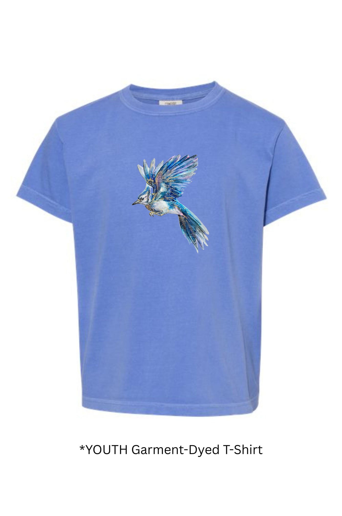 YOUTH Comfort Colors Watercolor Bluejay Mascot  T-shirt