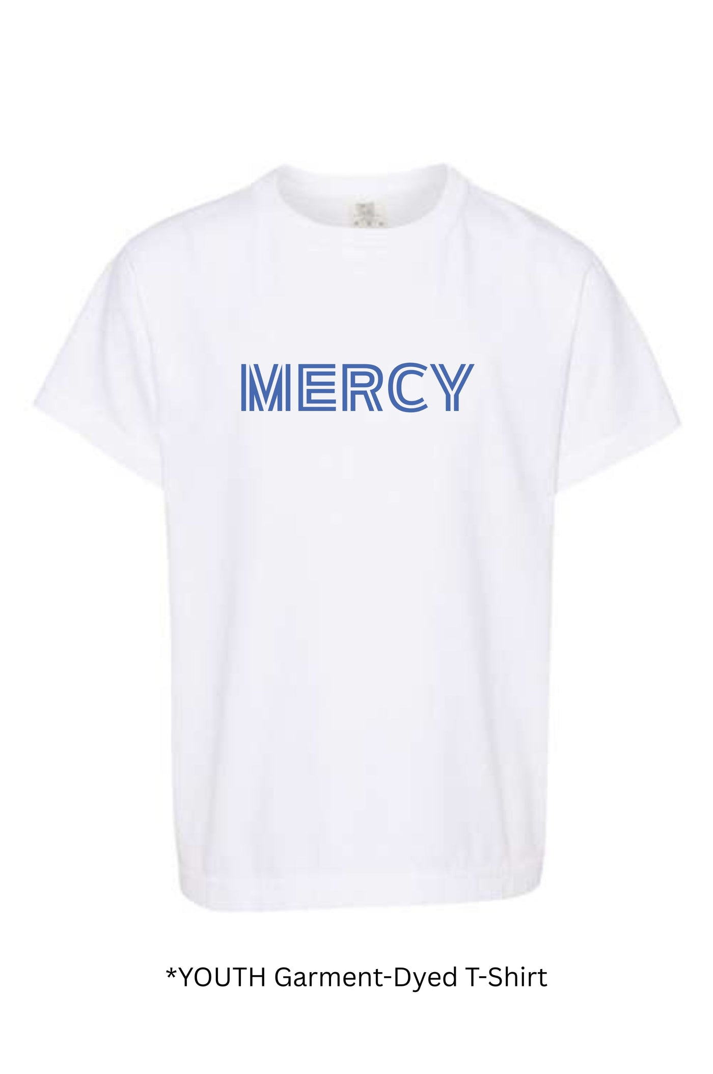 YOUTH Comfort Colors MERCY Bluejays  T-shirt Bold Text