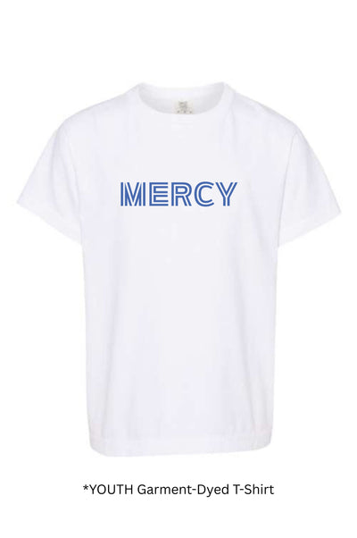 YOUTH Comfort Colors MERCY Bluejays  T-shirt Bold Text