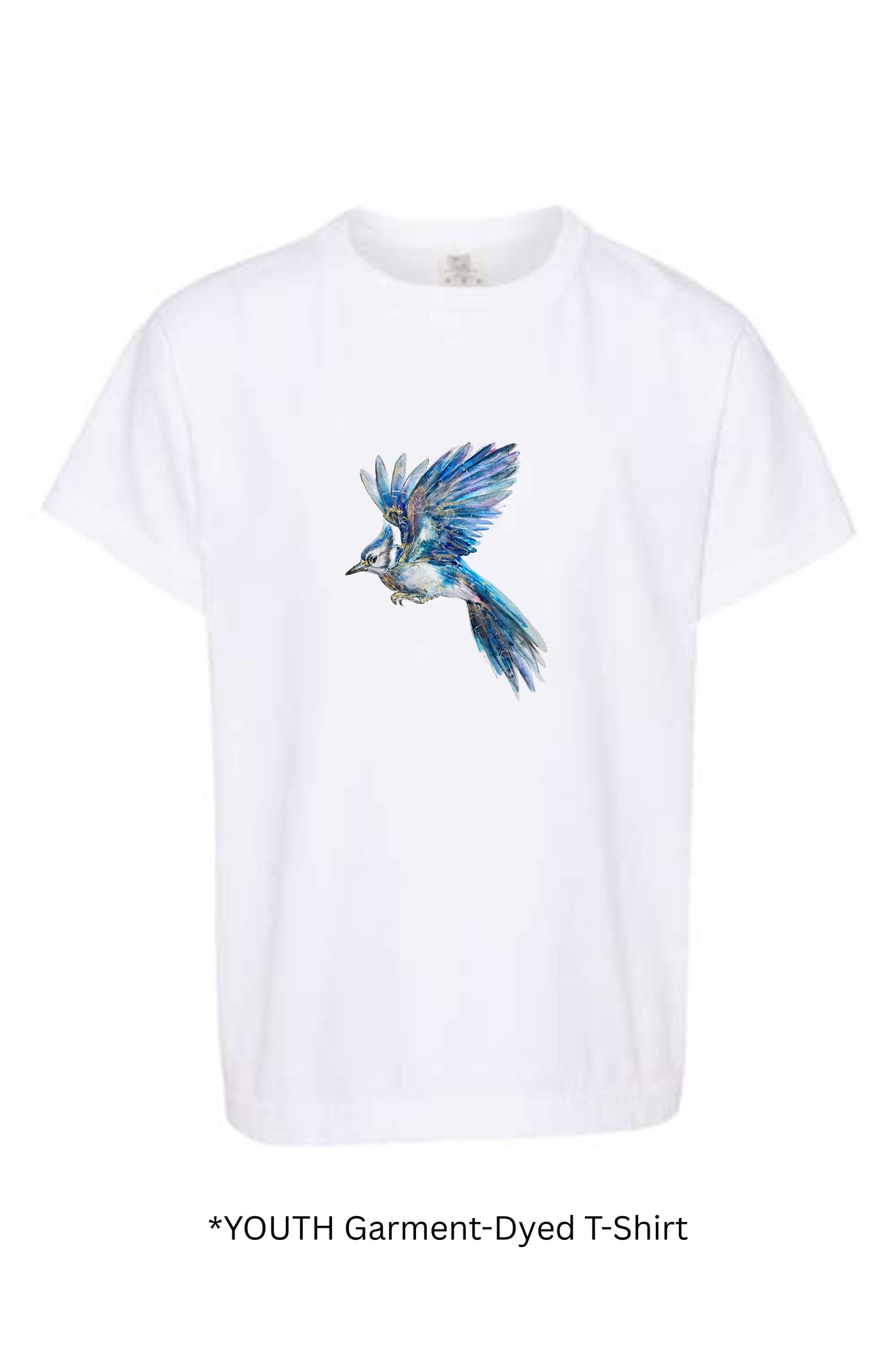 YOUTH Comfort Colors Watercolor Bluejay Mascot  T-shirt