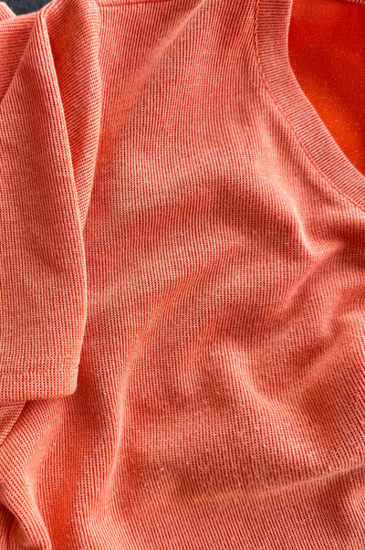 SoSis Signature Mid Length Boxy Orange Sparkle Tee