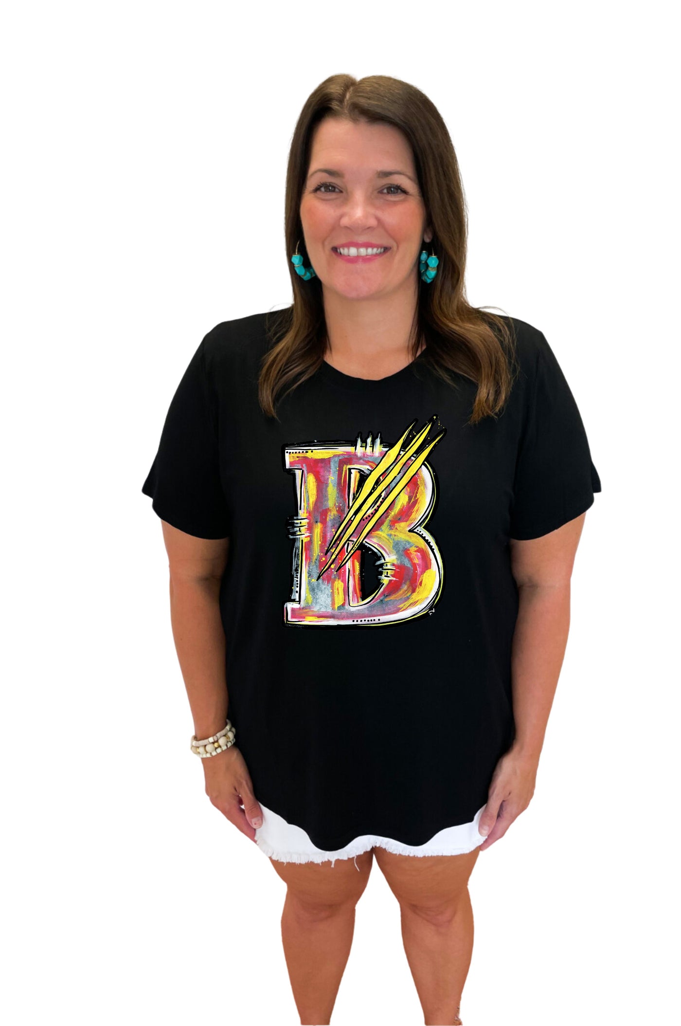 School Spirit Signature Mascot Tee Brusly 'B' black