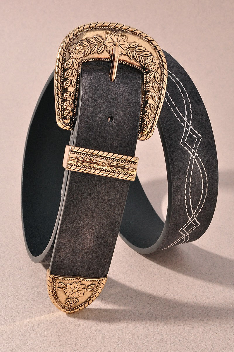 Western Embossed Buckle Belt