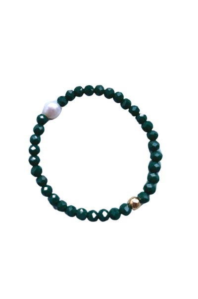 Fire Polished Facet Beaded Bracelet with Pearl Stack