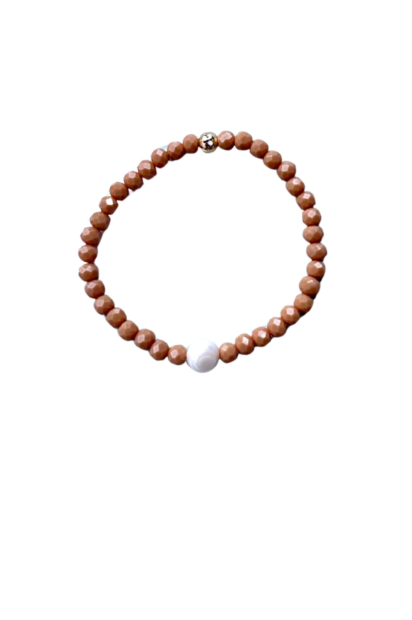 Fire Polished Facet Beaded Bracelet with Pearl Stack