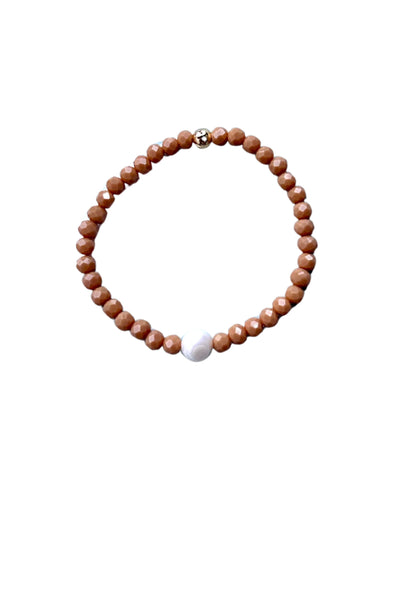 Fire Polished Facet Beaded Bracelet with Pearl