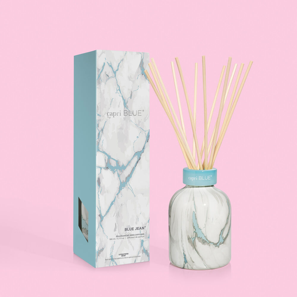 Capri Blue Blue Jean Modern Marble Petite Reed Diffuser, 5.7 fl oz