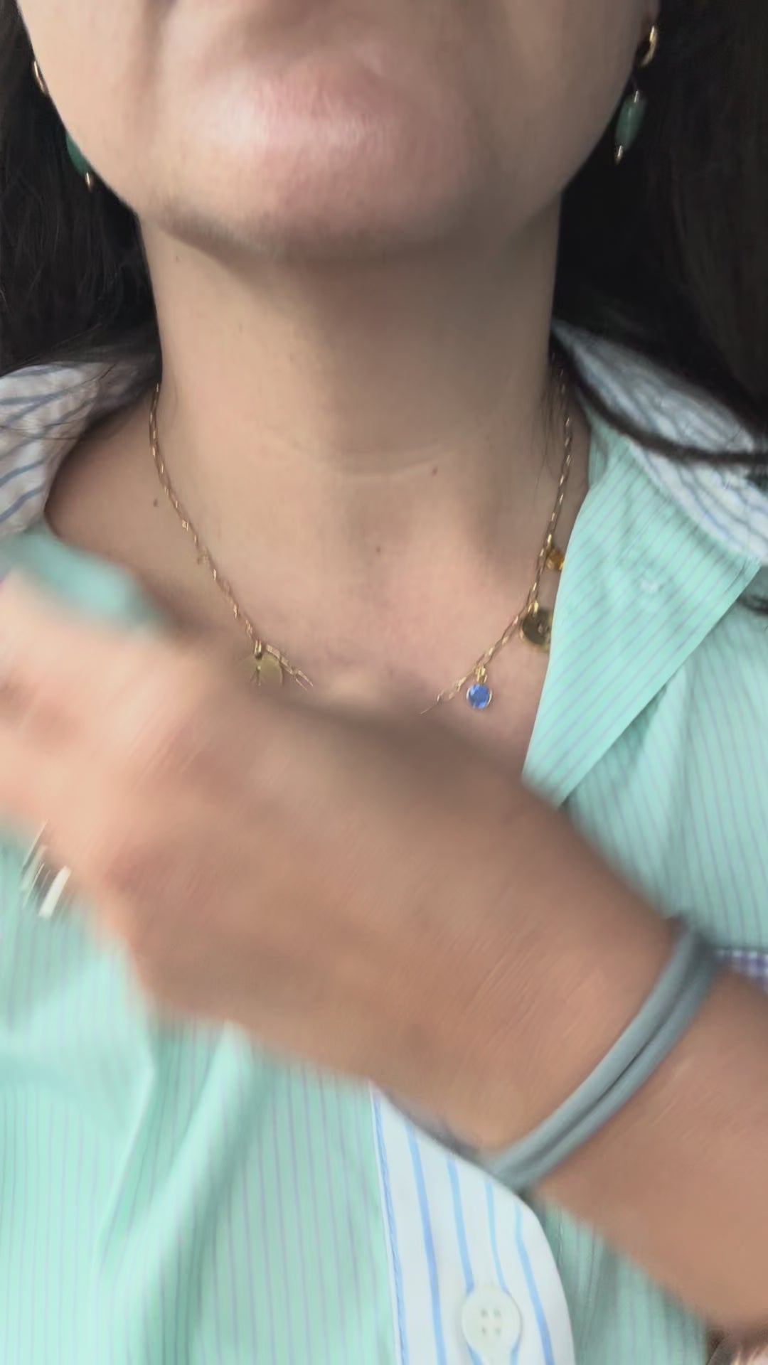 Custom Hand Stamped Charm + Birthstone Necklace