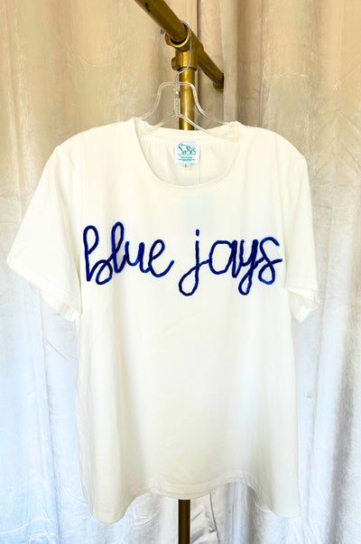 School Spirit Classic Tee w/ Tinsel Script BLUE JAYS (PRE-ORDER)