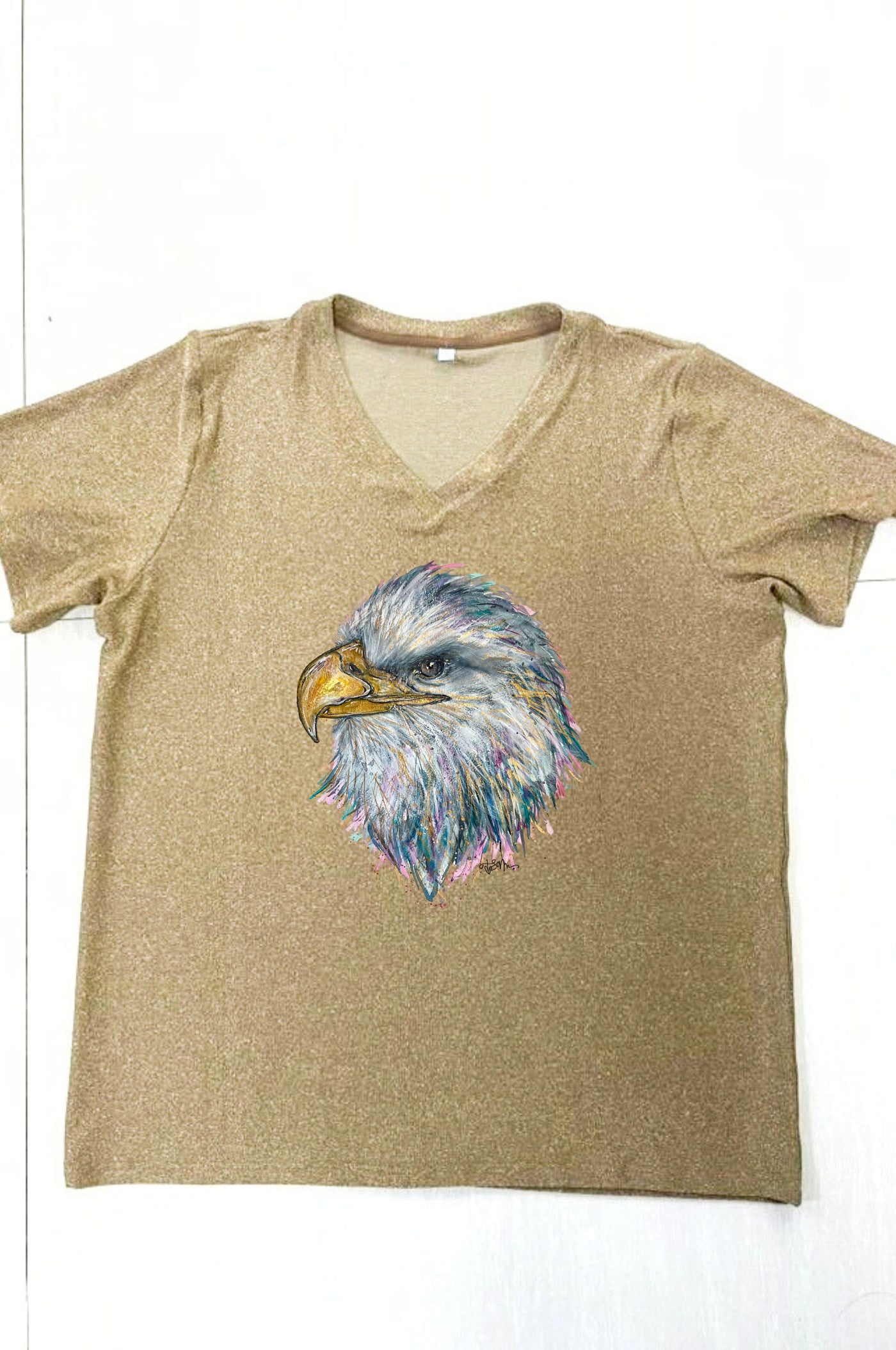 School Spirit Signature Gold Sparkle Mascot Tee EAGLES (PRE-ORDER)