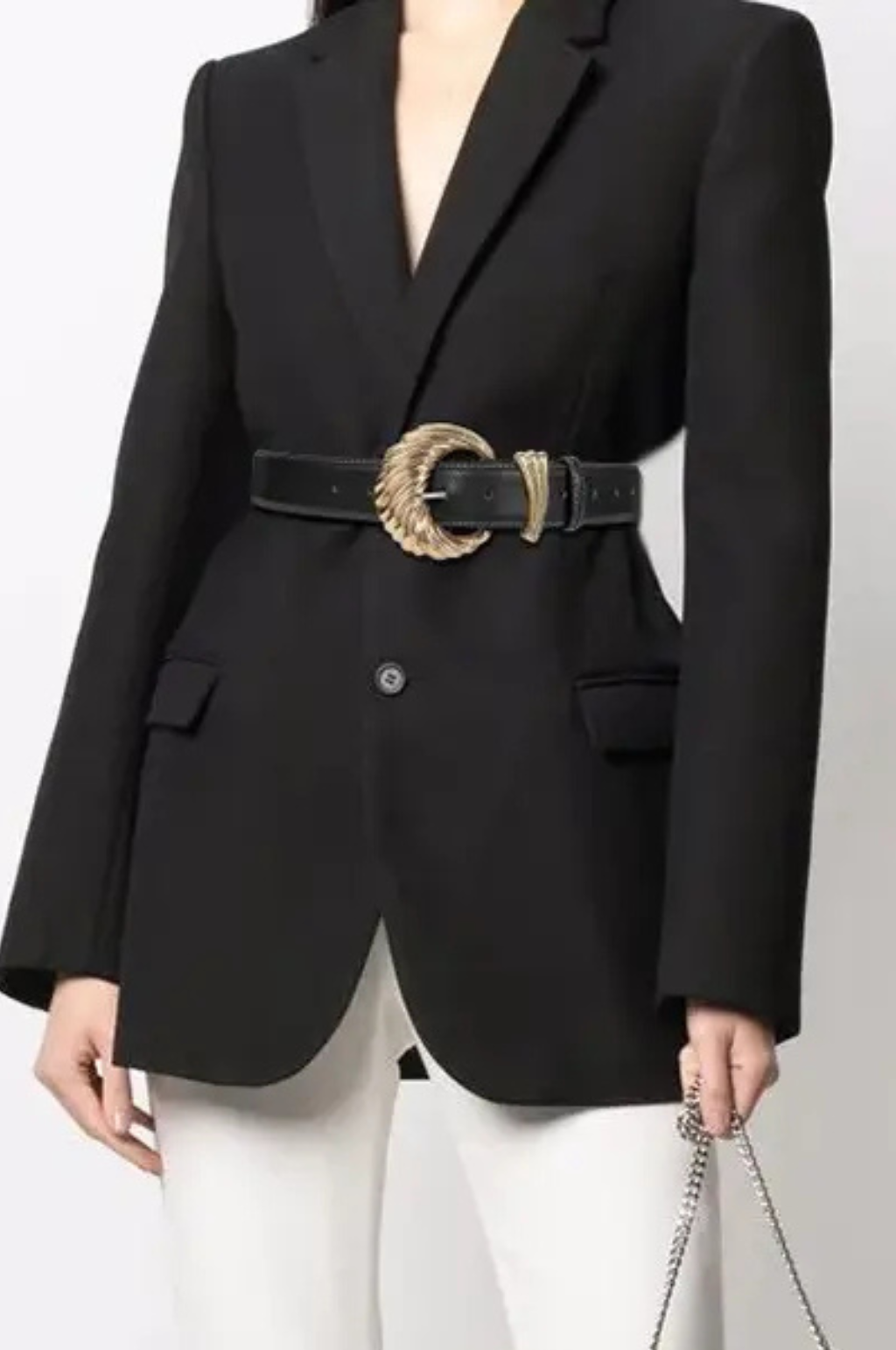 Wide Belt with Swirled Gold Buckle