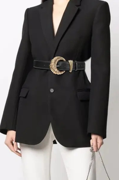 Wide Belt with Swirled Gold Buckle