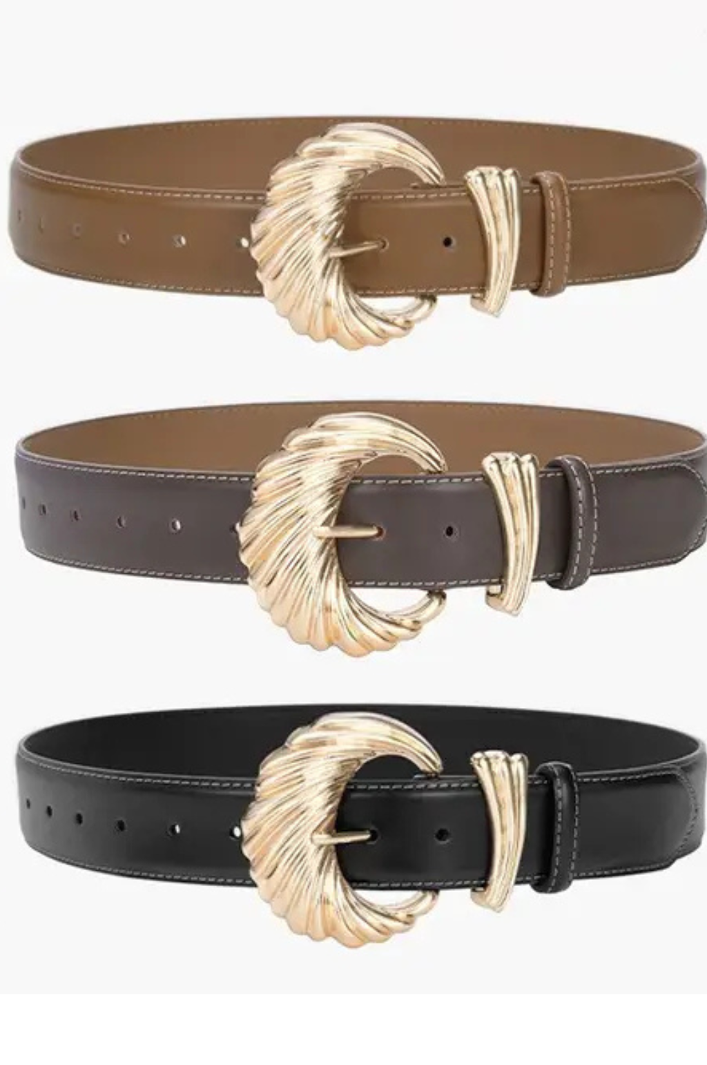 Wide Belt with Swirled Gold Buckle
