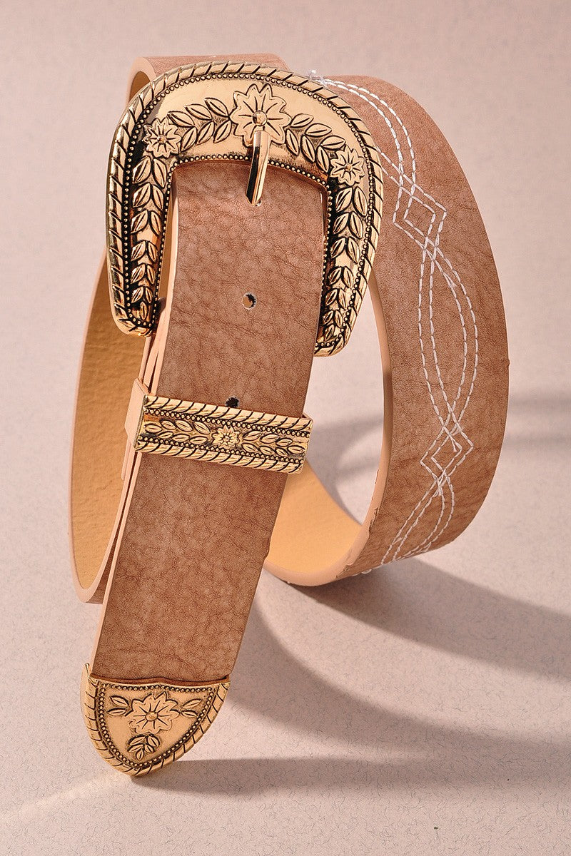 Western Embossed Buckle Belt