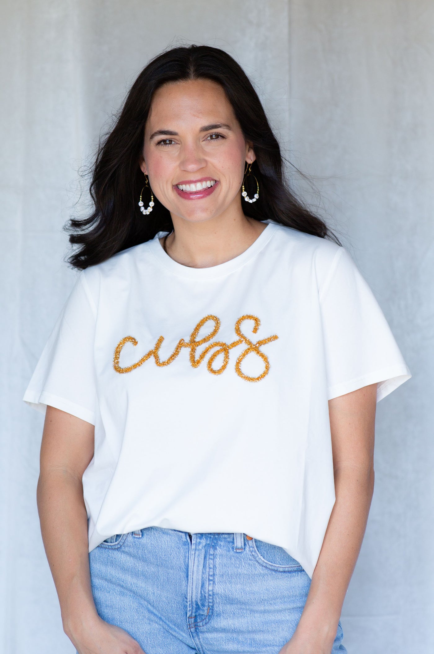 School Spirit Classic Tee with tinsel Script CUBS (PRE-ORDER)