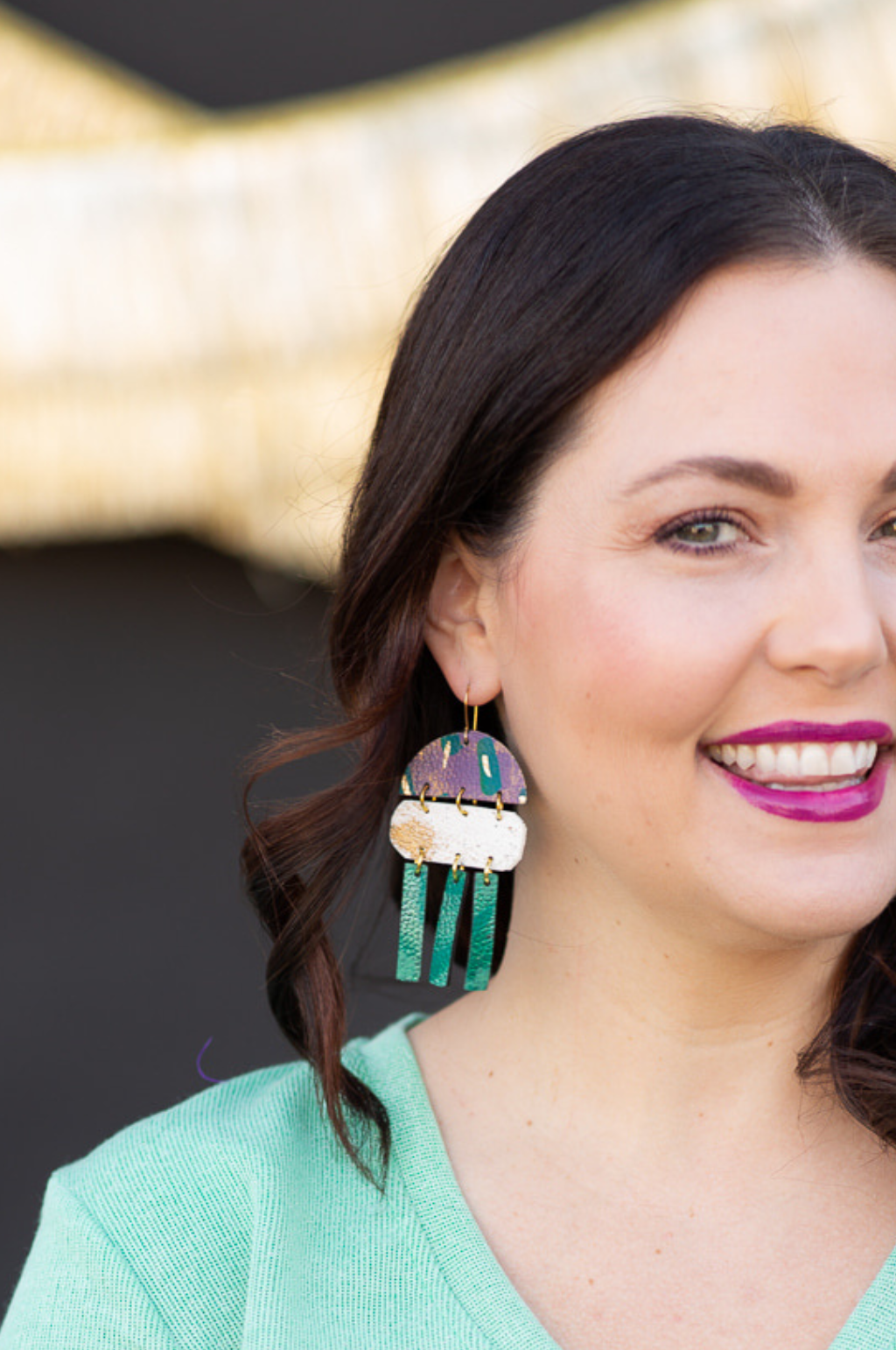 Throw Me Something Leather Earrings by Annie Claire Designs - SoSis