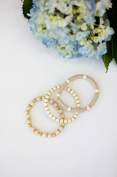 The Ross Bracelet Stack in Cream by Annie Claire Designs - SoSis