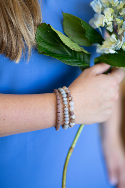 The Ross Bracelet Stack in Neutral Grey by Annie Claire Designs - SoSis