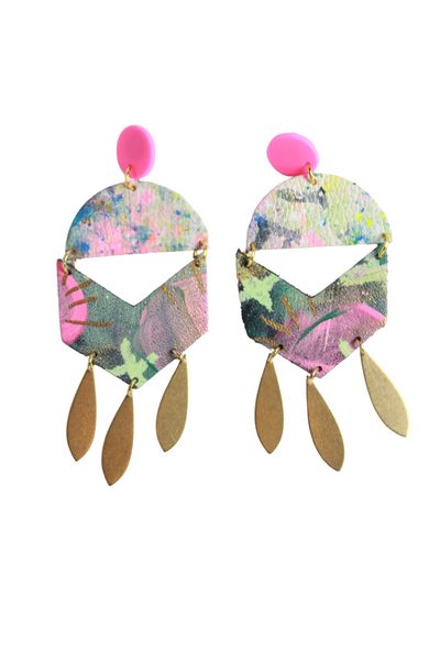 The Cassie Painted Leather Earrings (ACXSAM) - SoSis