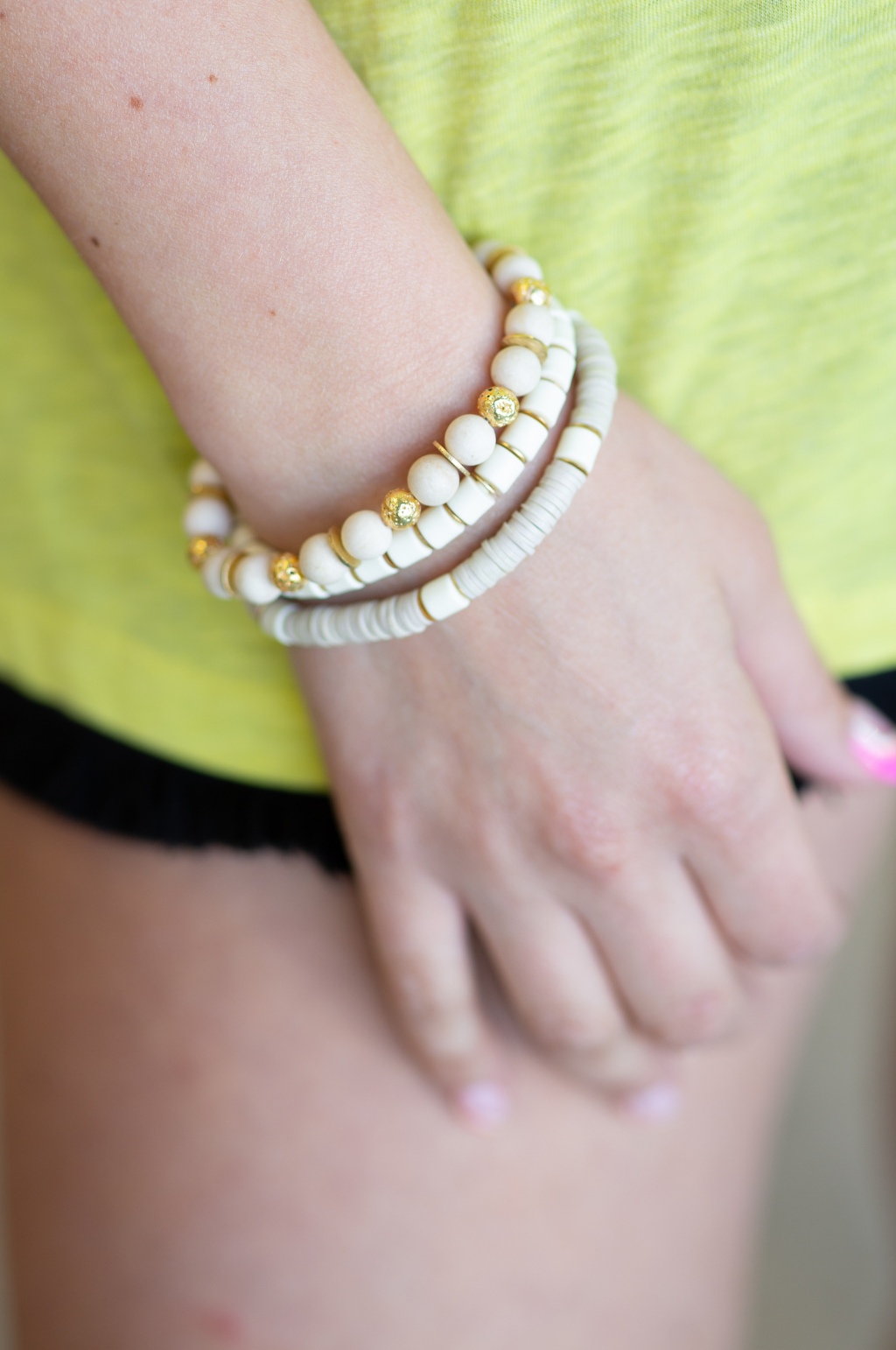 The Ross Bracelet Stack in Cream by Annie Claire Designs - SoSis